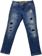 DESIGUAL JEANS VINTAGE DISTRESSED EMBROIDERY ΜΠΛΕ ΓΥΝΑΙΚΕΙΟ S