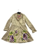DESIGUAL TRENCH COAT FLORAL PATTERN BEIGE WOMEN'S L