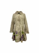 DESIGUAL TRENCH COAT FLORAL PATTERN BEIGE WOMEN'S L