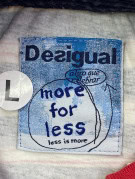 DESIGUAL POLO SHIRT RETRO STRIPED NAVY MENS PRE OWNED L