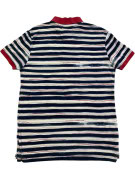 DESIGUAL POLO SHIRT RETRO STRIPED NAVY MENS PRE OWNED L