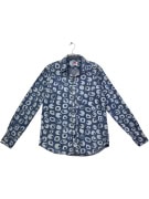 DESIGUAL Πουκάμισο Denim Retro Μοτίβο Κύκλοι Μπλε Size M