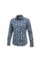 DESIGUAL Πουκάμισο Denim Retro Μοτίβο Κύκλοι Μπλε Size M