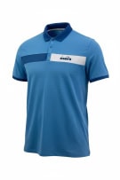 DIADORA Polo casual colorblock con logo blu da uomo XXL