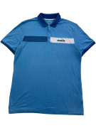 DIADORA Polo casual colorblock con logo blu da uomo XXL