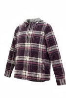 DICKIES QUILTED HOODED SHIRT JACKET WORKWEAR BURGUNDY PLAID MEN PRE OWNED L