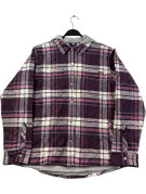 DICKIES QUILTED HOODED SHIRT JACKET WORKWEAR BURGUNDY PLAID MEN PRE OWNED L