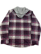 DICKIES QUILTED HOODED SHIRT JACKET WORKWEAR BURGUNDY PLAID MEN PRE OWNED L