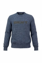 DKNY JEANS KNIT SWEATER SPELL OUT BLUE MARL WOMEN PRE OWNED S