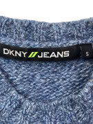 DKNY JEANS KNIT SWEATER SPELL OUT BLUE MARL WOMEN PRE OWNED S