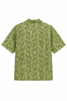DOC & AMELIA HAWAIIAN SHIRT LEAF PRINT OLIVE GREEN MEN PRE OWNED 2XL