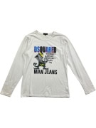 DSQUARED2 ΜΠΛΟΥΖΑ ΜΑΚΡΥΜΑΝΙΚΗ VINTAGE ΜΕ ΣΤΑΜΠΑ ΛΕΥΚΗ ΑΝΔΡΙΚΗ M