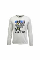 DSQUARED2 ΜΠΛΟΥΖΑ ΜΑΚΡΥΜΑΝΙΚΗ VINTAGE ΜΕ ΣΤΑΜΠΑ ΛΕΥΚΗ ΑΝΔΡΙΚΗ M