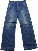 ENERGIE Jeans cargo vintage con logo blu da uomo L