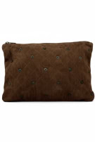 FENDISSIME CLUTCH BAG VINTAGE BROWN UNISEX PRE OWNED