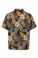 FEVER HAWAIIAN SHIRT TROPICAL BLACK MEN PRE OWNED M
