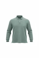 FILA polo a maniche lunghe vintage con logo ricamato verde mélange da uomo S/M