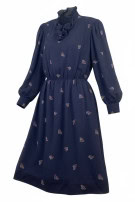 FIORELLA RUBINO DRESS RETRO NAVY WOMEN PRE OWNED L