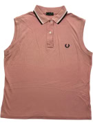 FRED PERRY SLEEVELESS POLO SHIRT VINTAGE EMBROIDERED LOGO DUSTY PINK WOMEN S/M