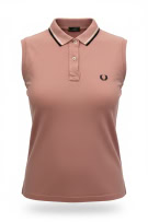 FRED PERRY SLEEVELESS POLO SHIRT VINTAGE EMBROIDERED LOGO DUSTY PINK WOMEN S/M