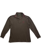 FRED PERRY Polo a maniche lunghe con logo marrone da uomo M