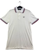 FRED PERRY POLO SHIRT RETRO WHITE MEN PRE OWNED S