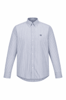 FRED PERRY CAMICIA RIGATA CLASSIC BLUE UOMO PRE OWNED M