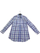 FRED PERRY CHECKED LONG SHIRT TUNIC VINTAGE LOGO BLUE/WHITE WOMEN'S L