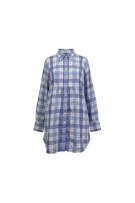 FRED PERRY CHECKED LONG SHIRT TUNIC VINTAGE LOGO BLUE/WHITE WOMEN'S L