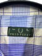 FRED PERRY CHECKED LONG SHIRT TUNIC VINTAGE LOGO BLUE/WHITE WOMEN'S L