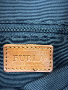 FURLA SHOULDER BAG MONOGRAM BLACK WOMENS PRE OWNED