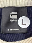 G STAR RAW KNIT SWEATER STRIPED NAVY GREY CREAM MENS PRE OWNED L