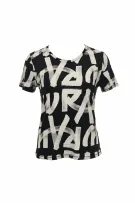 G-Star Raw T-Shirt All Over Print Logo Μαύρο Γυναικείο Medium
