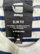 G-STAR RAW T-SHIRT CASUAL STRIPED LOGO WHITE-BLUE MENS L