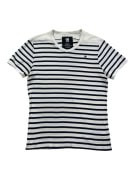 G-STAR RAW T-SHIRT CASUAL STRIPED LOGO WHITE-BLUE MENS L
