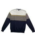 GAP Πλεκτό Sweater Colorblock Casual Logo Λευκό/Μπλε Ανδρικό M