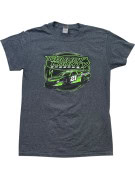 GILDAN GRAPHIC TEE RACING CHARCOAL UNISEX PRE OWNED S
