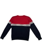 GIVENCHY Felpa girocollo colorblock con logo rosso/blu navy da uomo M