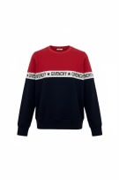 GIVENCHY Felpa girocollo colorblock con logo rosso/blu navy da uomo M