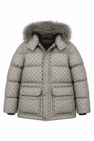 GUCCI PUFFER JACKET LOGO GRAY ΓΥΝΑΙΚΕΙΟ PRE OWNED M