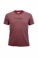 GUESS T-shirt a righe con logo rosso/grigio da uomo M