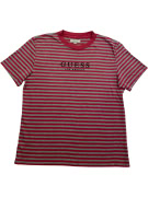GUESS T-shirt a righe con logo rosso/grigio da uomo M