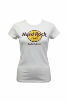 HARD ROCK CAFE BARCELLONA T-SHIRT LOGO VINTAGE BIANCA DA DONNA SMALL