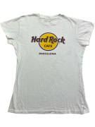 HARD ROCK CAFE BARCELLONA T-SHIRT LOGO VINTAGE BIANCA DA DONNA SMALL
