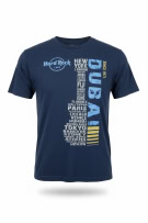 HARD ROCK CAFE Dubai T-Shirt Συλλεκτικό Guitar Print Μπλε Ανδρικό M (Youth Fit)