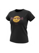 HARD ROCK CAFE T SHIRT GRAPHIC BLACK WOMENS PRE OWNED M