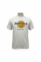 HARD ROCK CAFE T-SHIRT LOGO VINTAGE BARCELLONA BIANCA DA UOMO L