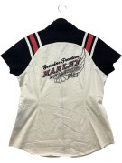 HARLEY DAVIDSON CAMICIA CON ZIP RACING OFF WHITE BLU NAVY DONNA PRE OWNED L