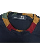 HARMONT & BLAINE MAGLIONE GIROCOLLO - BLU NAVY CON SCOLLO MULTICOLORE - M
