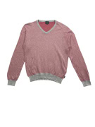 Henry Cotton’s Maglione lavorato a maglia vintage con scollo a V logo rosso/grigio da uomo L